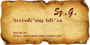 Szilvássy Géza névjegykártya