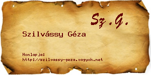 Szilvássy Géza névjegykártya
